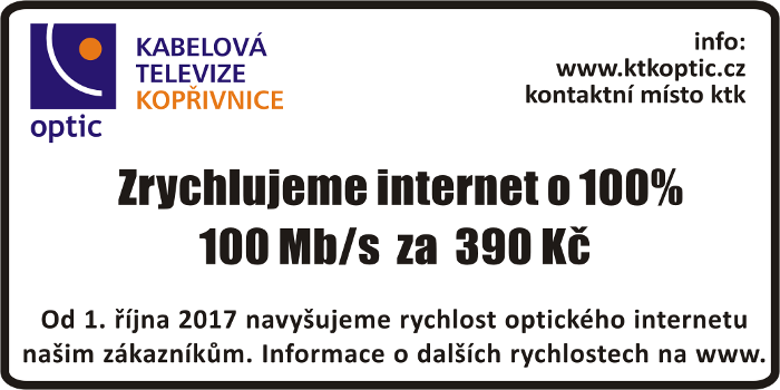 KTK zvyšuje rychlost na 100 Mb/s